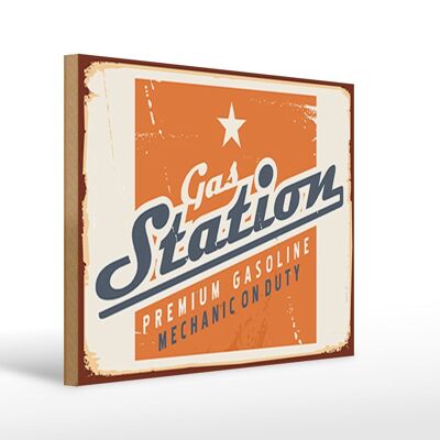 Cartel de madera retro 40x30cm Gasolinera Cartel decorativo gasolinera Premium