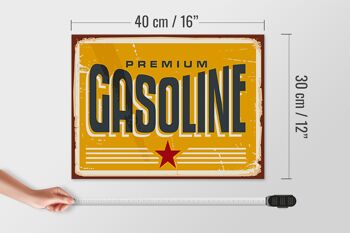 Panneau en bois rétro 40x30cm, panneau d'essence de station-service Premium Gasoline 4