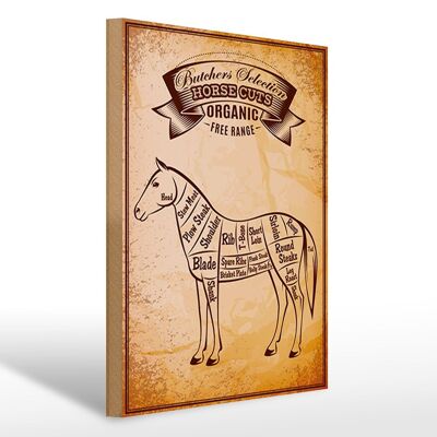 Cartello in legno cavallo 30x40cm Tagli di cavallo Cartello decorativo macelleria biologica