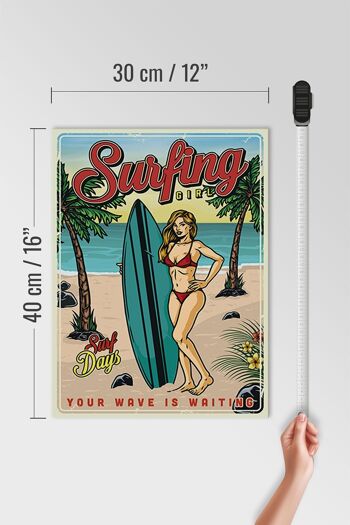 Panneau en bois rétro 30x40cm Pin Up Surf Girl, panneau de fête d'été 4