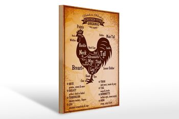 Panneau en bois poulet 30x40cm Coupes de poulet Enseigne de boucherie bio 1