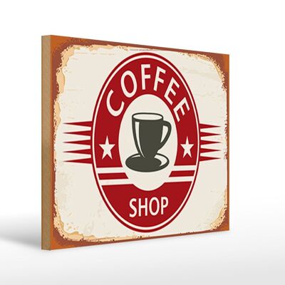 Holzschild Retro 40x30cm Coffee Shop Kaffee Tasse Schild
