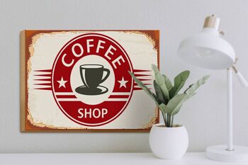 Panneau en bois rétro 40x30cm, panneau de tasse de café pour café 3