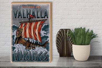 Panneau en bois bateau 30x40cm panneau décoratif Valhalla Vikings 3