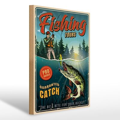 Wooden sign fishing 30x40cm Fishing Tours wooden decoration sign