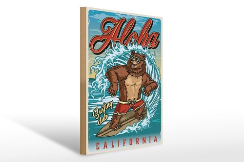 Holzschild Surfing 30x40cm Aloha California Sommer Sport Deko Schild