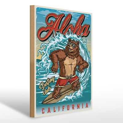 Cartel de madera surf 30x40cm Aloha California cartel decorativo de deportes de verano