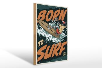 Panneau en bois surf 30x40cm Burn to surf long panneau d'été plage 1