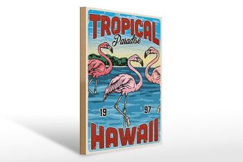 Panneau en bois rétro 30x40cm Tropical Paradise Hawaii 1