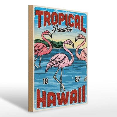 Holzschild Retro 30x40cm Tropical Paradise Hawaii Schild