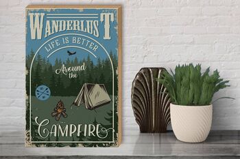 Panneau en bois rétro 30x40cm Wanderlus camping panneau décoratif 3