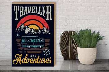 Panneau en bois camping 30x40cm Panneau d'aventure Traveler Adventure 3