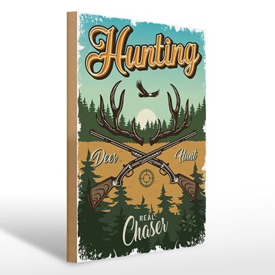 Cartello in legno caccia 30x40 cm Cartello avventura caccia al cervo