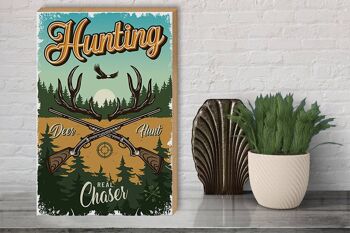 Panneau de chasse en bois 30x40cm Panneau d'aventure de chasse au cerf 3