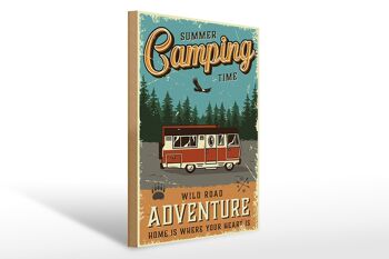 Panneau en bois rétro 30x40cm, panneau décoratif d'été Camping Time Adventure 1