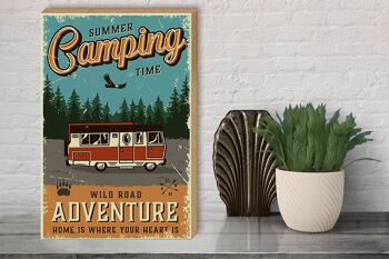 Panneau en bois rétro 30x40cm, panneau décoratif d'été Camping Time Adventure 3
