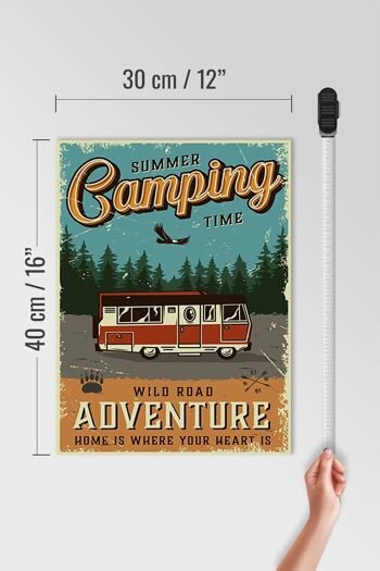 Panneau en bois rétro 30x40cm, panneau décoratif d'été Camping Time Adventure 4
