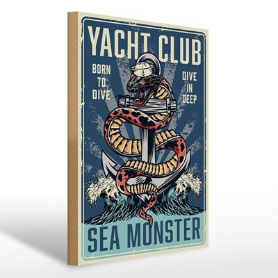 Wooden sign Yacht 30x40cm Yacht club sea monster sign