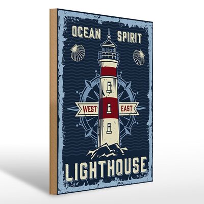 Holzschild Seefahrt 30x40cm Ocean spirit lighthouse Schild