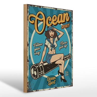 Cartello in legno Pinup 30x40cm Cartello oceanico dello spirito marinaro