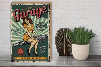 Panneau en bois rétro 30x40cm Pinup bienvenue Garage 24 panneau de service 3