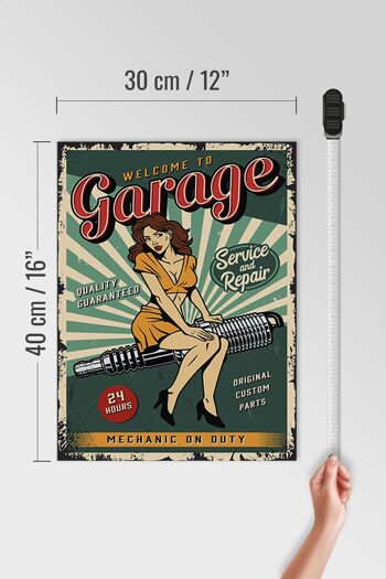 Panneau en bois rétro 30x40cm Pinup bienvenue Garage 24 panneau de service 4