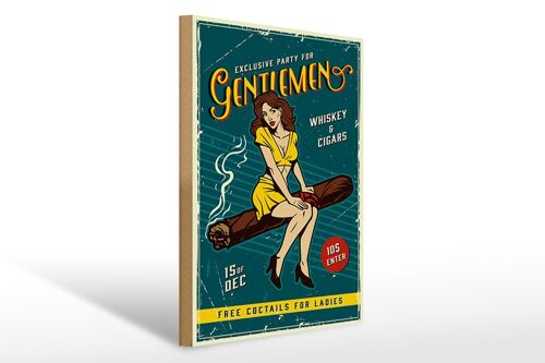 Holzschild Retro 30x40cm Pinup exclusive party gentlemen Schild