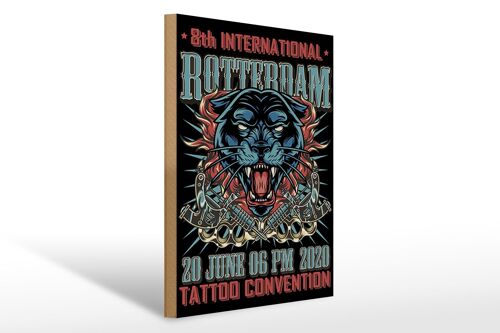 Holzschild Tattoo 30x40cm Rotterdam Convention 20 june Deko Schild