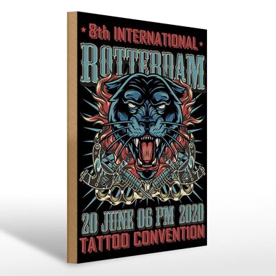 Targa in legno tatuaggio 30x40 cm Convention di Rotterdam 20 giugno cartello decorativo