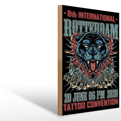 Holzschild Tattoo 30x40cm Rotterdam Convention 20 june Deko Schild