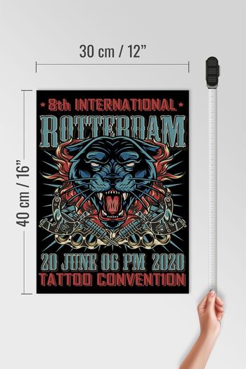 Panneau en bois tatouage 30x40cm Convention de Rotterdam 20 juin panneau décoratif 4