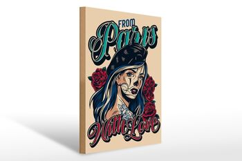 Panneau en bois Pinup 30x40cm Tattoo from Paris with Love panneau décoratif 1