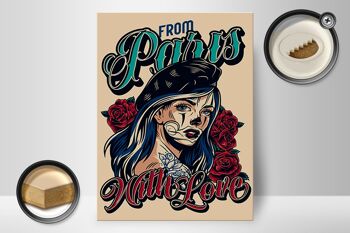 Panneau en bois Pinup 30x40cm Tattoo from Paris with Love panneau décoratif 2