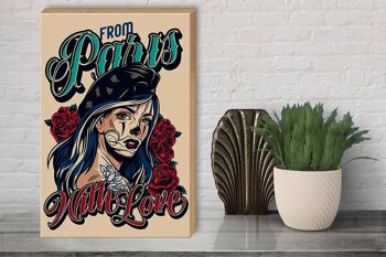 Panneau en bois Pinup 30x40cm Tattoo from Paris with Love panneau décoratif 3