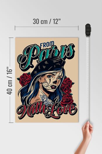 Panneau en bois Pinup 30x40cm Tattoo from Paris with Love panneau décoratif 4