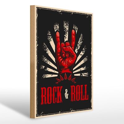 Holzschild Retro 30x40cm Rock & Roll Musik Deko Schild