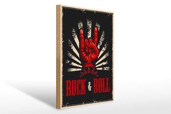 Panneau en bois rétro 30x40cm, panneau décoratif de musique rock & roll 1