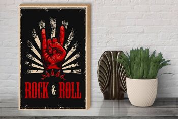 Panneau en bois rétro 30x40cm, panneau décoratif de musique rock & roll 3