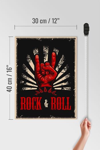 Panneau en bois rétro 30x40cm, panneau décoratif de musique rock & roll 4