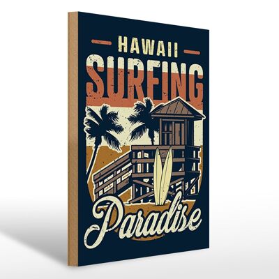 Cartello in legno Hawaii 30x40 cm Cartello decorativo Surfing Paradise