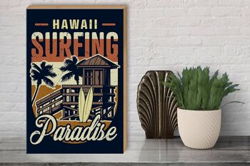 Panneau en bois Hawaii 30x40cm Panneau décoratif Surf Paradise 3