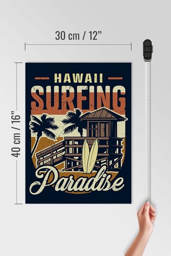 Panneau en bois Hawaii 30x40cm Panneau décoratif Surf Paradise 4