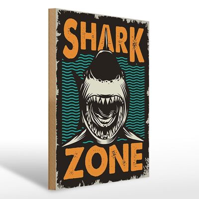 Cartello in legno retrò 30x40 cm Shark Zone Cartello in legno Shark Lake