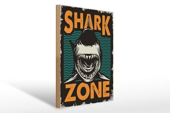Panneau en bois rétro 30x40cm Shark Zone Shark Lake panneau en bois 1