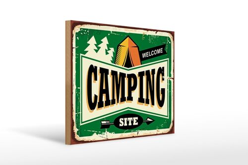 Holzschild Retro 40x30cm Camping welcome Holz Deko Schild