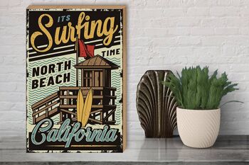 Panneau en bois California 30x40cm is Surfing time panneau plage nord 3