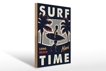 Panneau en bois Miami 30x40cm Panneau décoratif Surf time longue plage 1
