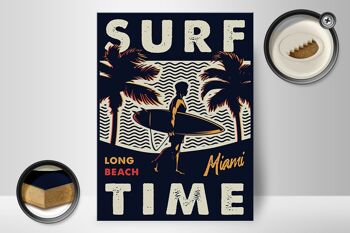 Panneau en bois Miami 30x40cm Panneau décoratif Surf time longue plage 2