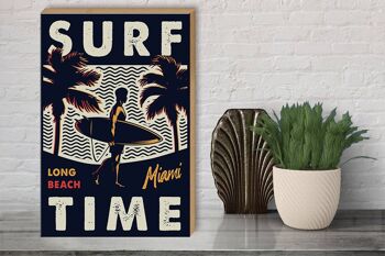 Panneau en bois Miami 30x40cm Panneau décoratif Surf time longue plage 3