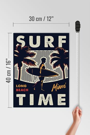 Panneau en bois Miami 30x40cm Panneau décoratif Surf time longue plage 4